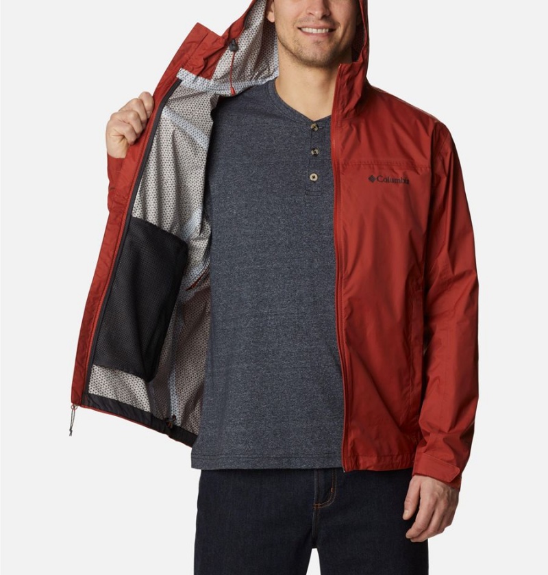 Red Men's Columbia EvaPOURation Rain Jacket | JDAUS-6419