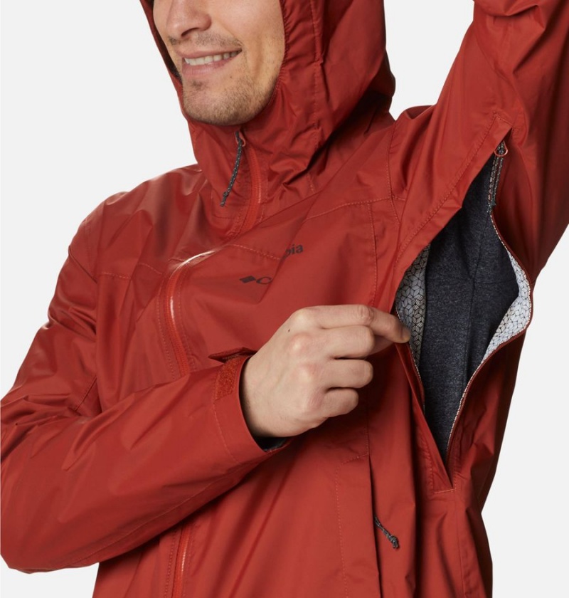 Red Men's Columbia EvaPOURation Rain Jacket | JDAUS-6419