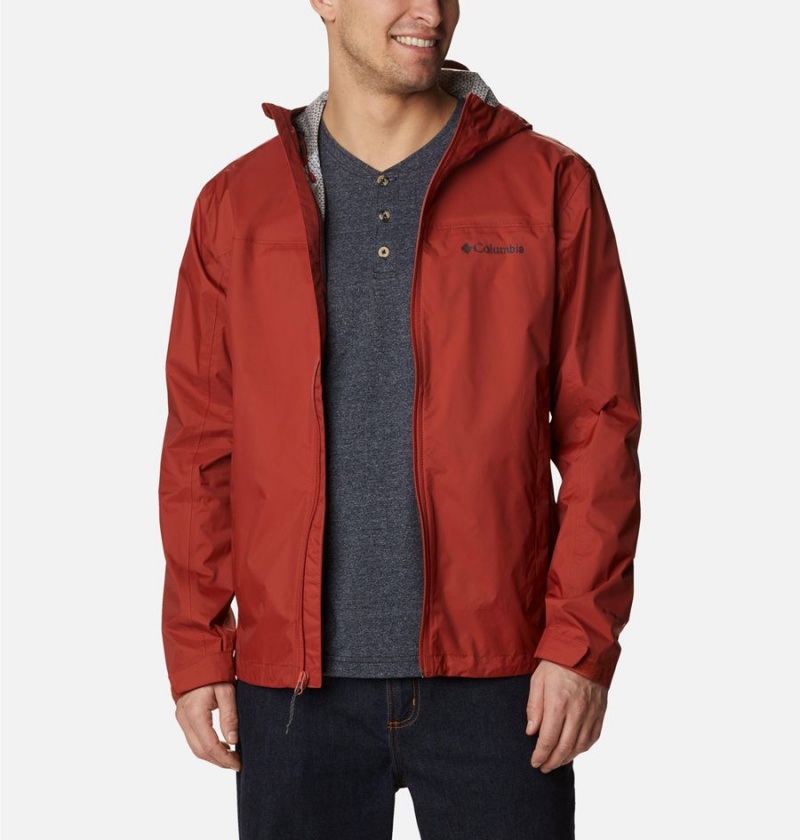 Red Men's Columbia EvaPOURation Rain Jacket | JDAUS-6419