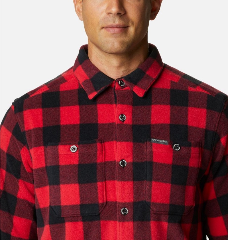 Red Men's Columbia Flare Gun Fleece Over Shirt | TJIZQ-5468