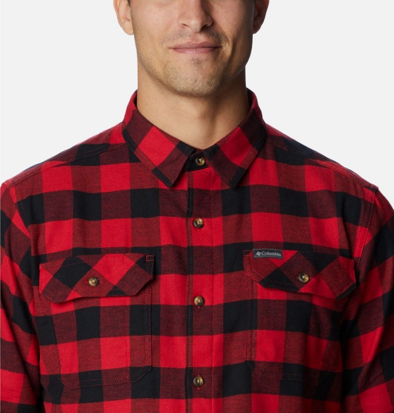 Red Men's Columbia Flare Gun Stretch Flannel Shirt | EHXFA-2635