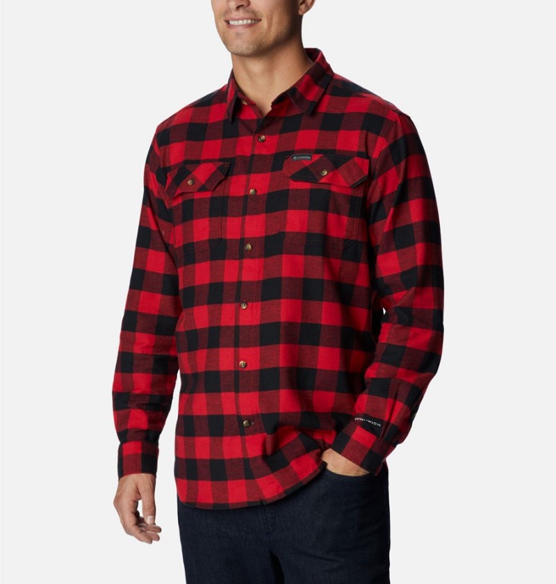 Red Men's Columbia Flare Gun Stretch Flannel Shirt | EHXFA-2635