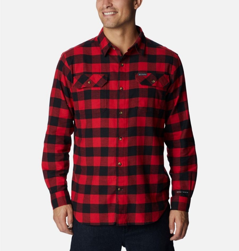 Red Men\'s Columbia Flare Gun Stretch Flannel Shirt | EHXFA-2635