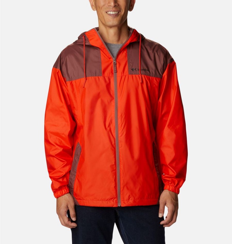 Red Men\'s Columbia Flash Challenger Jacket Windbreaker | EOMXU-8516