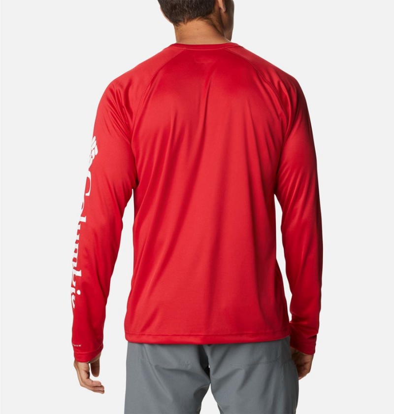 Red Men's Columbia Fork Stream Long Sleeve T-Shirt | SQZGP-4569