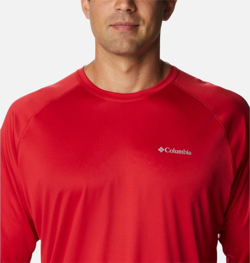 Red Men's Columbia Fork Stream Long Sleeve T-Shirt | SQZGP-4569