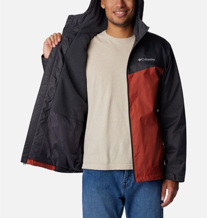 Red Men's Columbia Glennaker Sherpa Lined Rain Jacket | FNUVP-6394