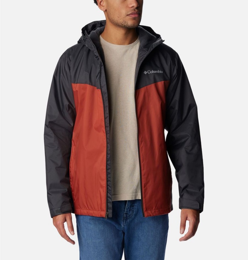 Red Men's Columbia Glennaker Sherpa Lined Rain Jacket | FNUVP-6394