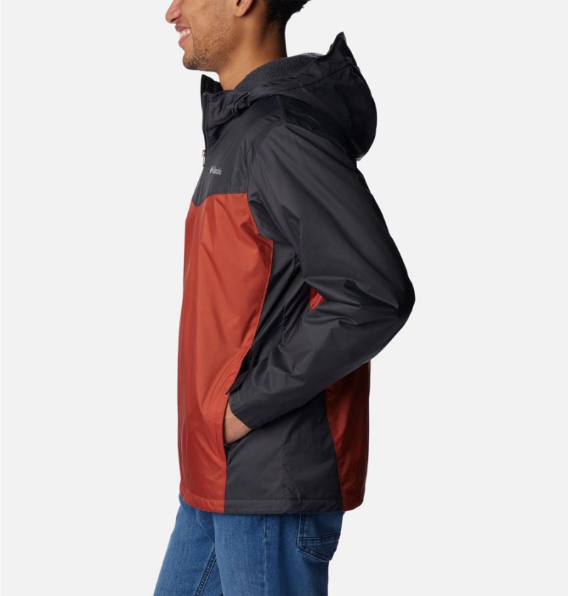 Red Men\'s Columbia Glennaker Sherpa Lined Rain Jacket | FNUVP-6394