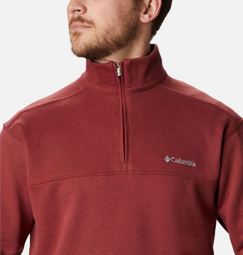 Red Men's Columbia Hart Mountain II Half Zip Sweatshirt | ZJYRC-6231