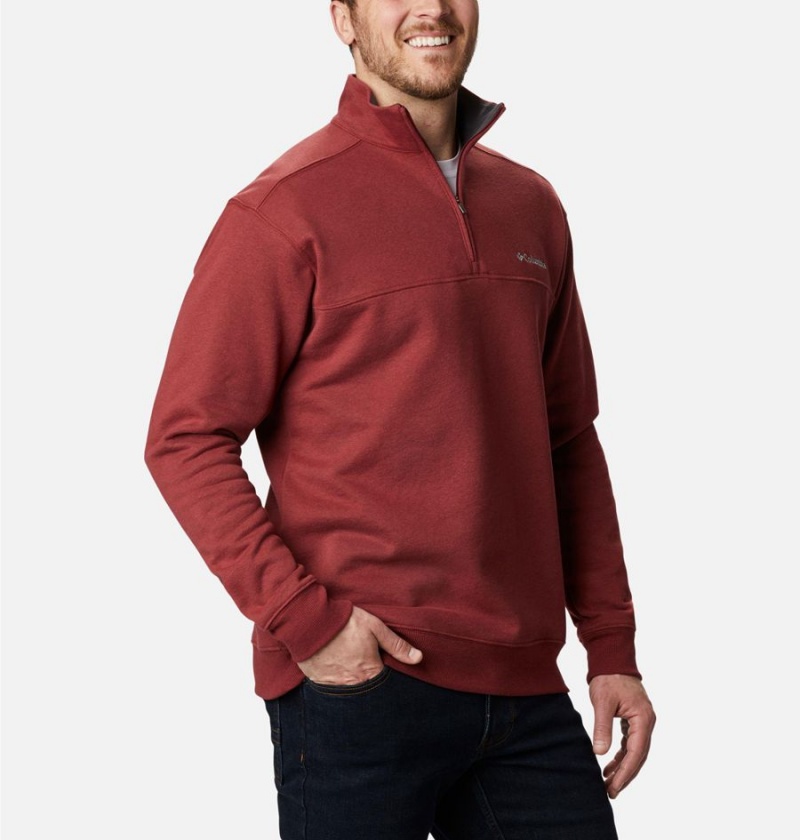 Red Men's Columbia Hart Mountain II Half Zip Sweatshirt | ZJYRC-6231