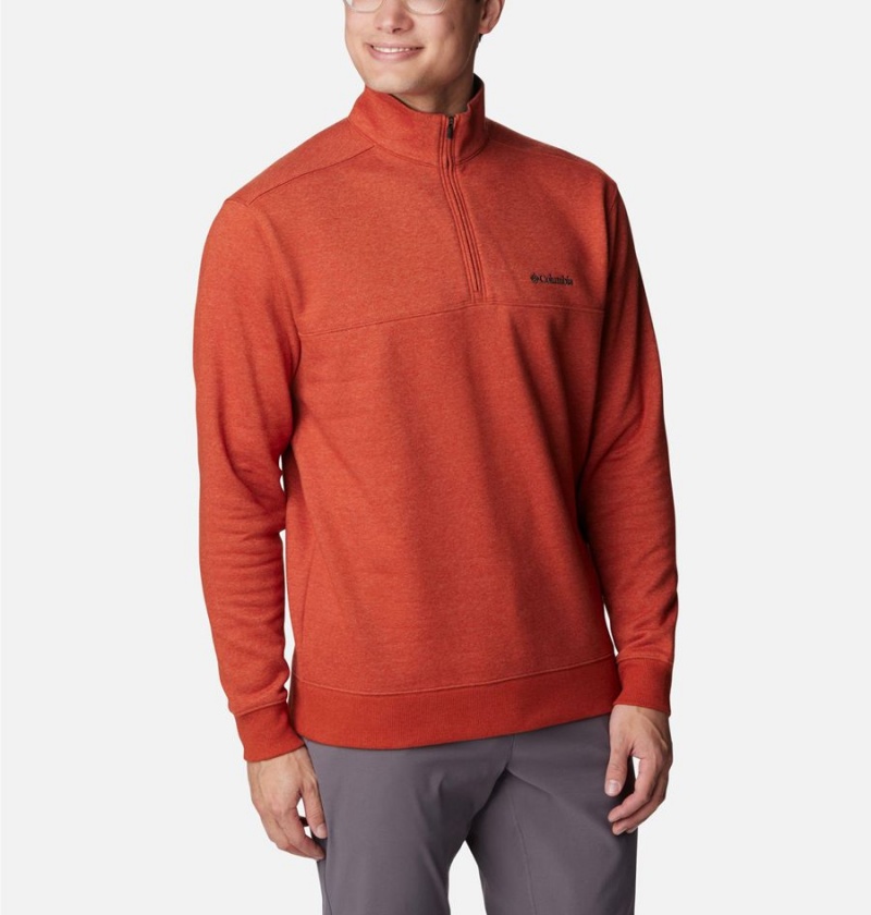 Red Men's Columbia Hart Mountain II Half Zip Sweatshirt | SCIUE-1673