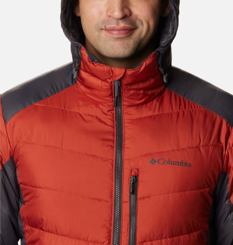 Red Men's Columbia Labyrinth Loop Omni Heat Infinity Hooded Insulated Puffer Jacket | JBAFE-0132