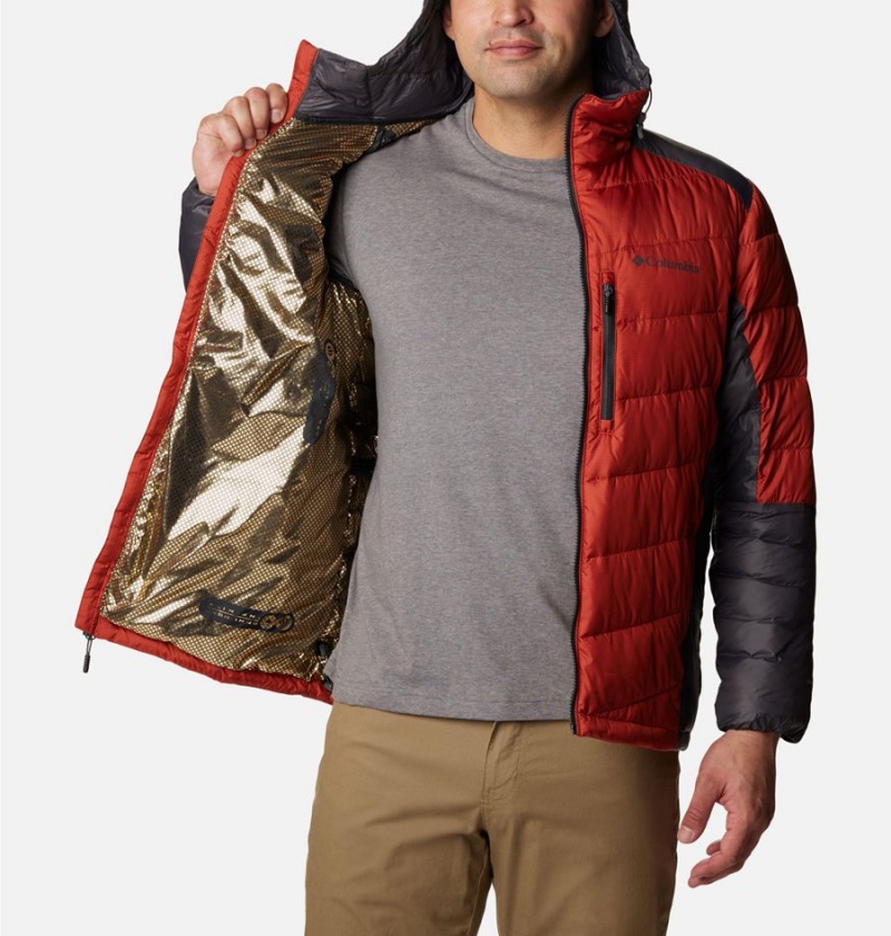 Red Men's Columbia Labyrinth Loop Omni Heat Infinity Hooded Insulated Puffer Jacket | JBAFE-0132