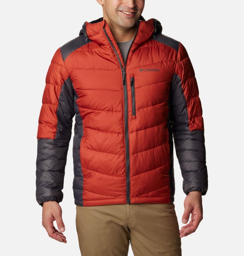 Red Men\'s Columbia Labyrinth Loop Omni Heat Infinity Hooded Insulated Puffer Jacket | JBAFE-0132