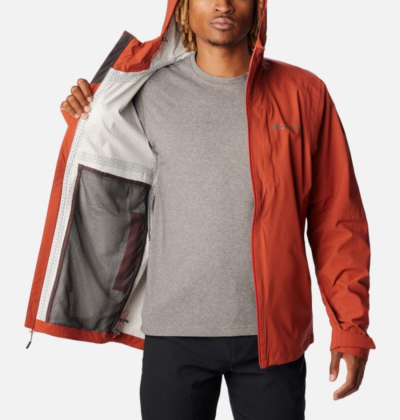 Red Men's Columbia Omni-Tech Ampli-Dry Shell Rain Jacket | EHPXD-0612