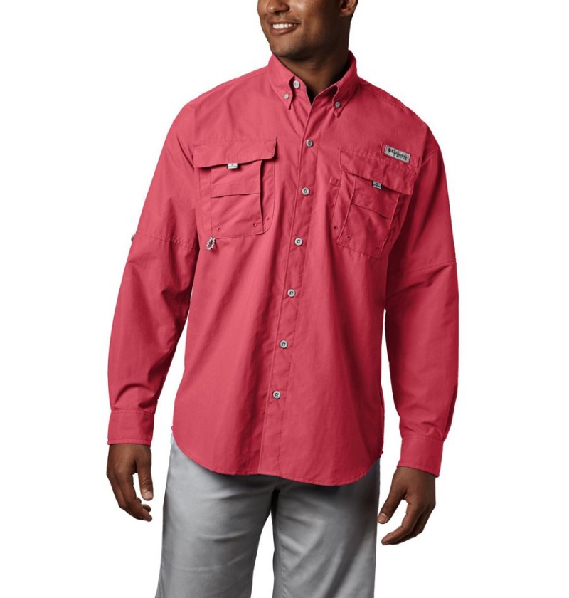 Red Men\'s Columbia PFG Bahama II Long Sleeve Shirt | RILXQ-3816