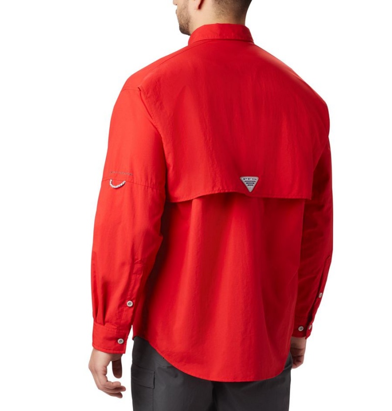 Red Men's Columbia PFG Bahama II Long Sleeve Shirt | DTWRN-0764