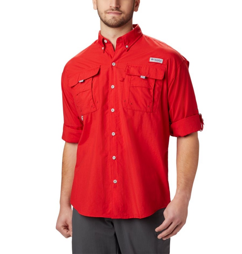 Red Men's Columbia PFG Bahama II Long Sleeve Shirt | DTWRN-0764