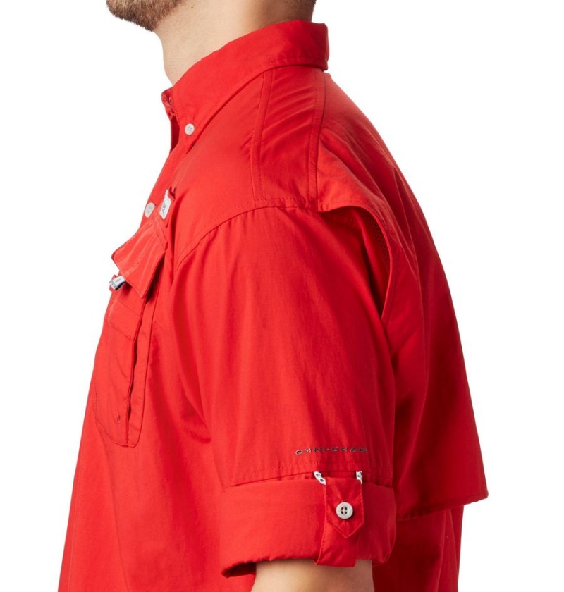 Red Men's Columbia PFG Bahama II Long Sleeve Shirt | DTWRN-0764