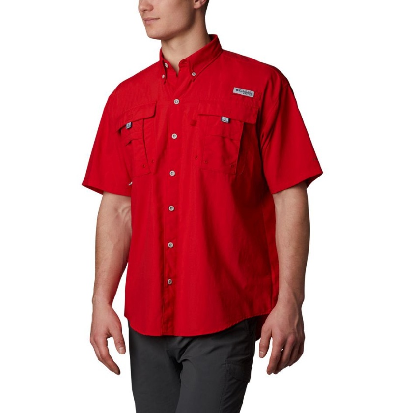 Red Men\'s Columbia PFG Bahama II Short Sleeve Shirt | BENFJ-8079