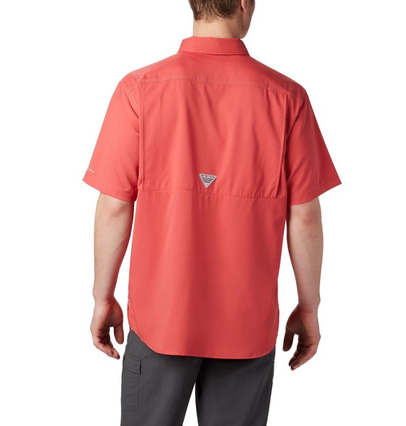 Red Men's Columbia PFG Low Drag Offshore Short Sleeve Shirt | YFODL-8072