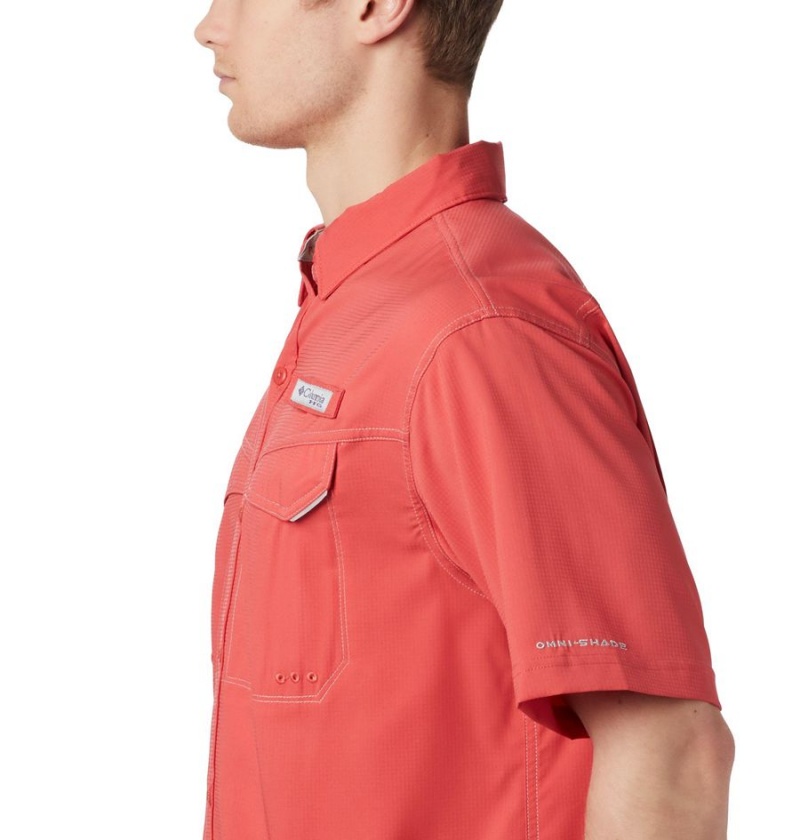 Red Men's Columbia PFG Low Drag Offshore Short Sleeve Shirt | YFODL-8072