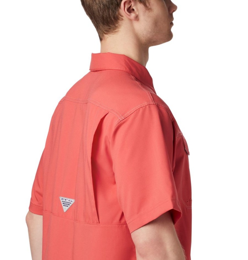 Red Men's Columbia PFG Low Drag Offshore Short Sleeve Shirt | YFODL-8072