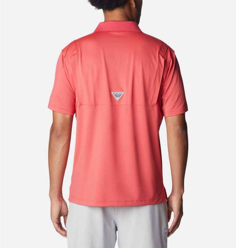 Red Men's Columbia PFG Skiff Cast Polo Shirt | ZVMNB-1593