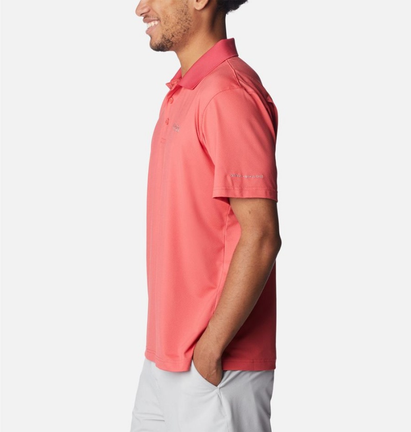 Red Men's Columbia PFG Skiff Cast Polo Shirt | ZVMNB-1593