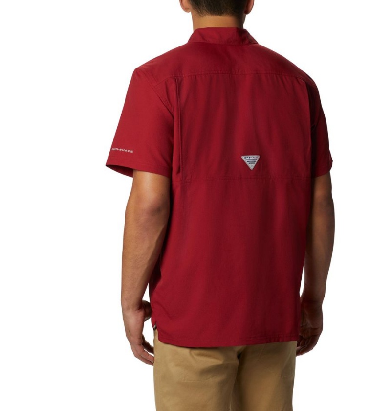 Red Men's Columbia PFG Slack Tide Camp Shirt | DVOQH-3206