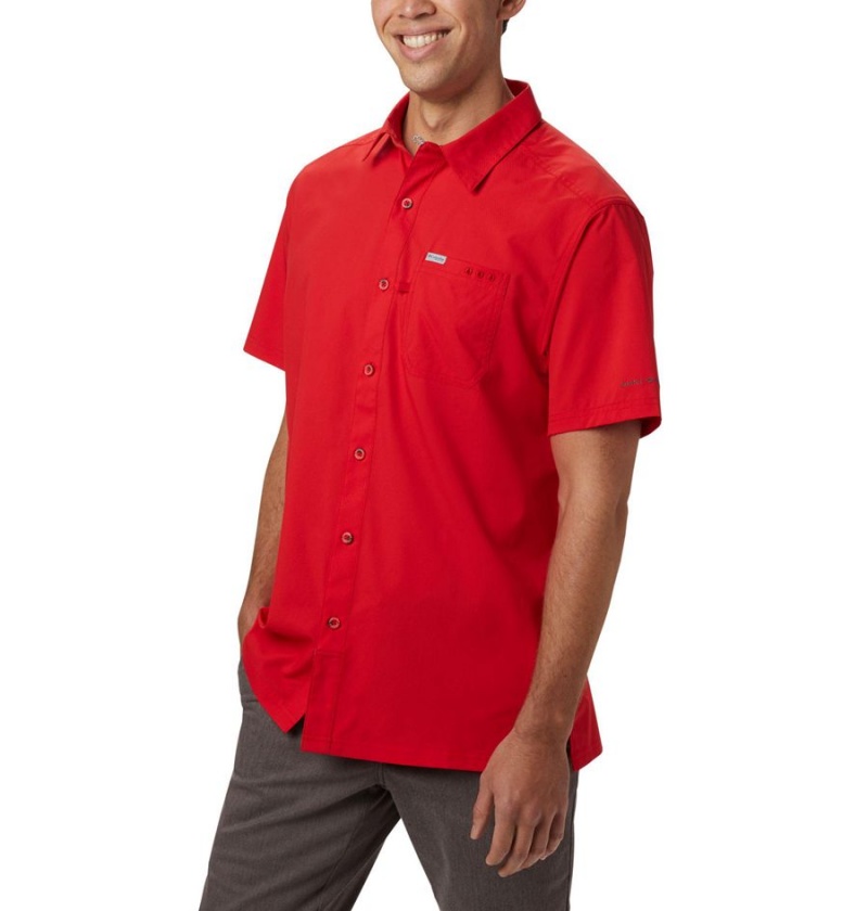 Red Men\'s Columbia PFG Slack Tide Camp Shirt | NTCFY-9234