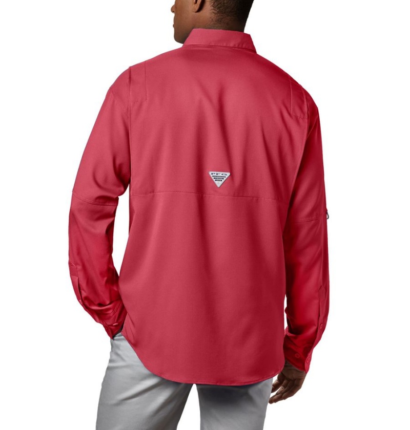 Red Men's Columbia PFG Tamiami II Long Sleeve Shirt | JHQEW-0416