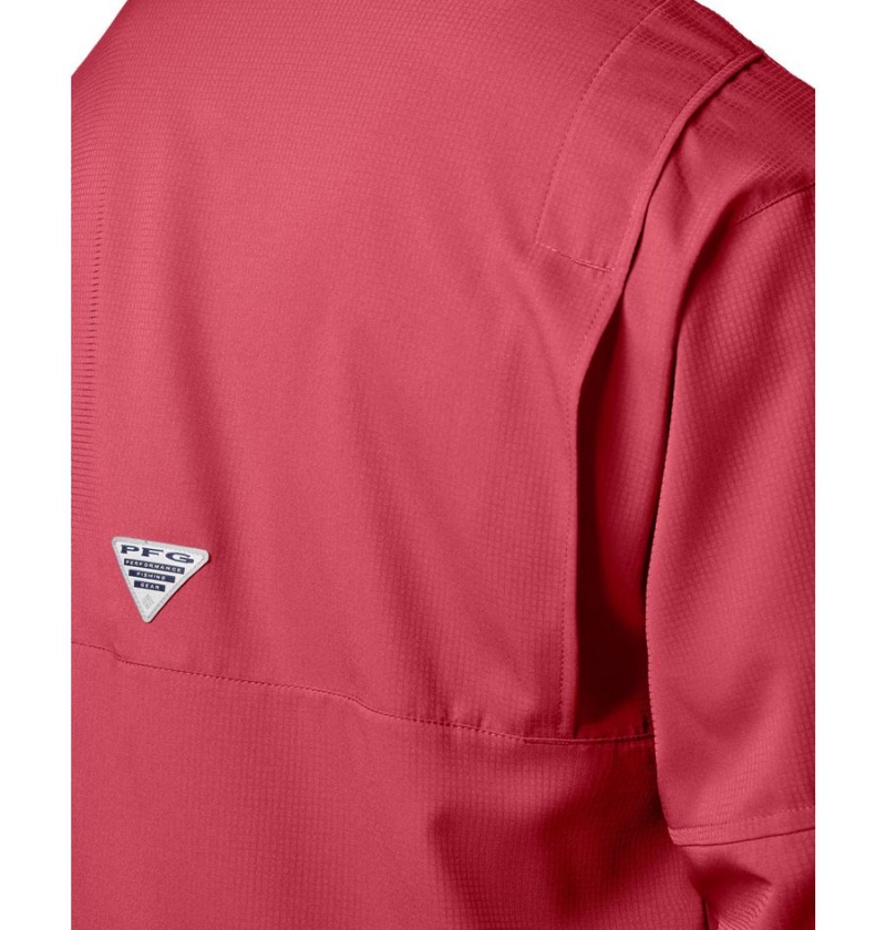 Red Men's Columbia PFG Tamiami II Long Sleeve Shirt | JHQEW-0416