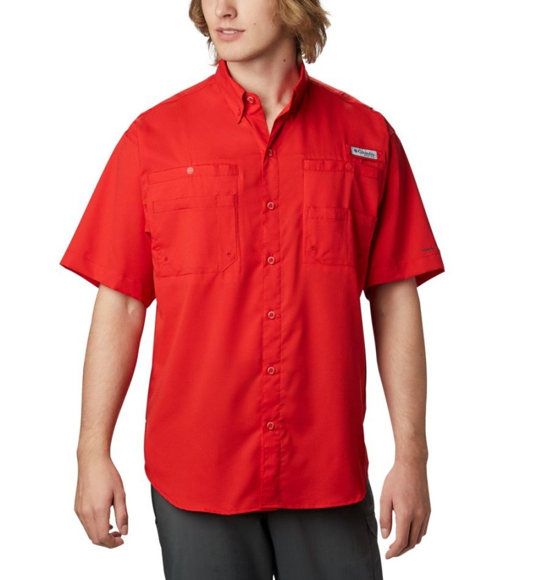 Red Men\'s Columbia PFG Tamiami II Short Sleeve Shirt | PSLYV-0137