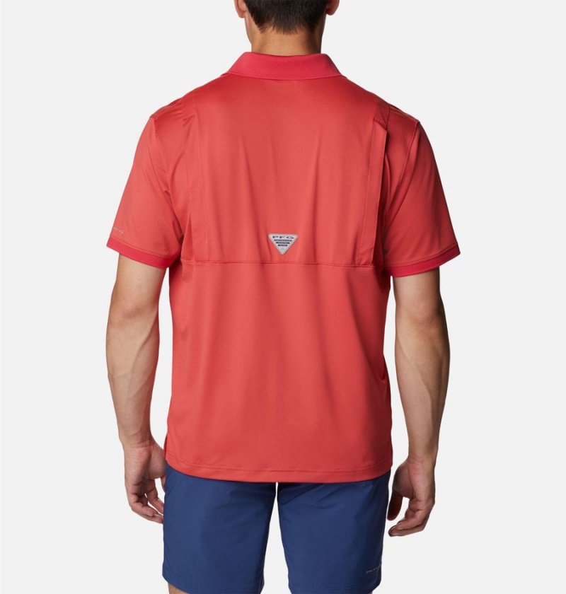 Red Men's Columbia PFG Tamiami Polo Shirt | OAZIT-1935