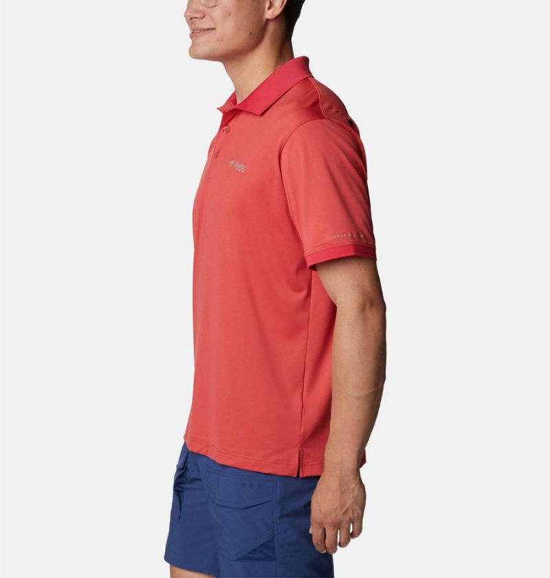 Red Men's Columbia PFG Tamiami Polo Shirt | OAZIT-1935