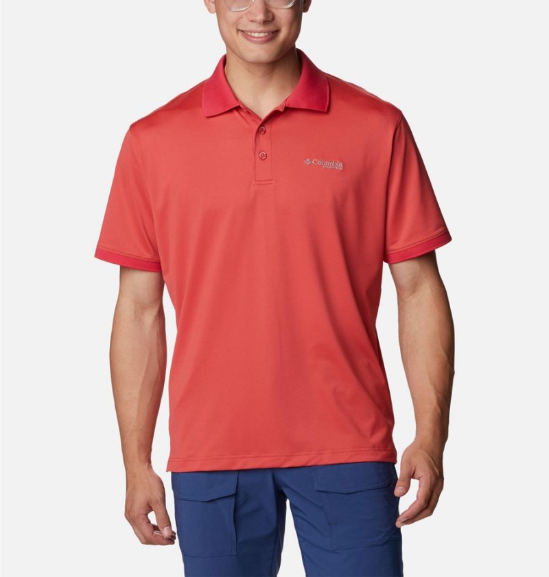 Red Men\'s Columbia PFG Tamiami Polo Shirt | OAZIT-1935