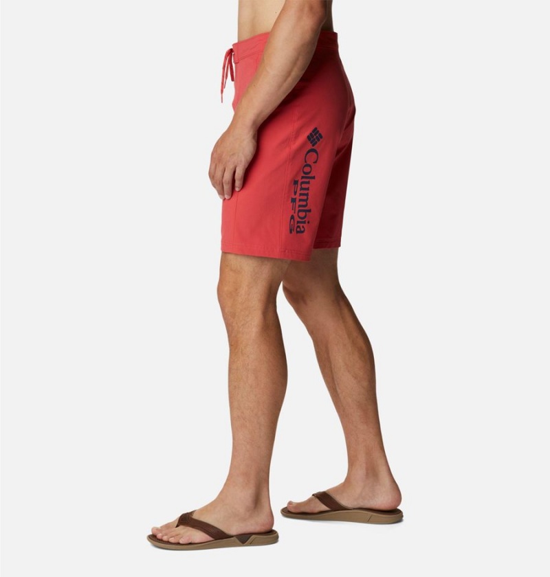 Red Men's Columbia PFG Terminal Tackle Board Shorts | WQNDZ-3421