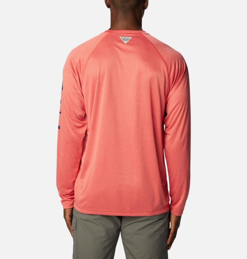 Red Men's Columbia PFG Terminal Tackle Heather Long Sleeve T-Shirt | HSZJA-7083