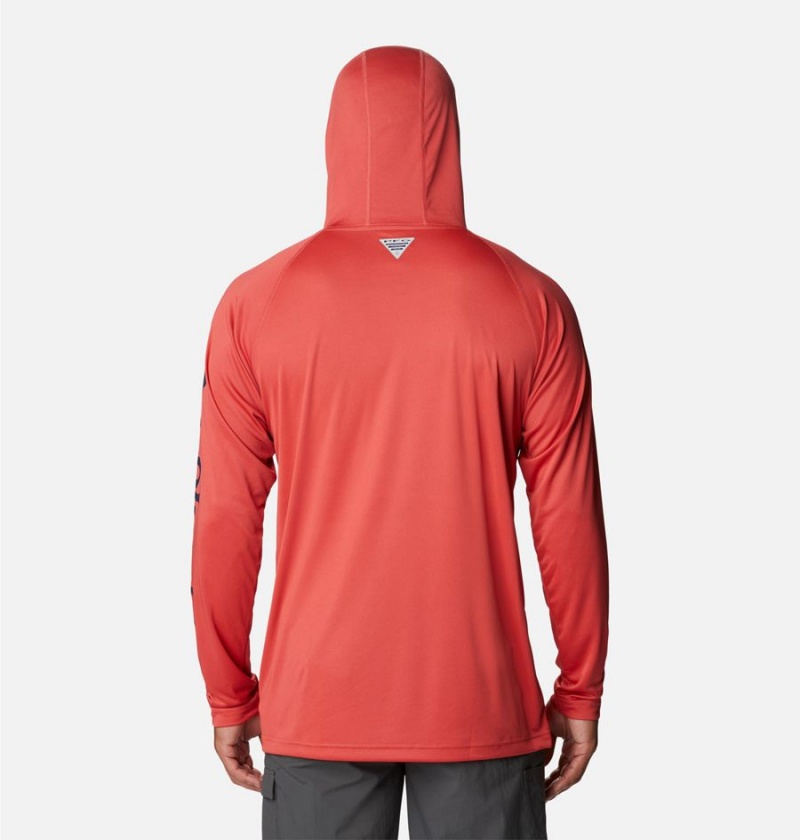 Red Men's Columbia PFG Terminal Tackle Hoodie | FDKXH-4963