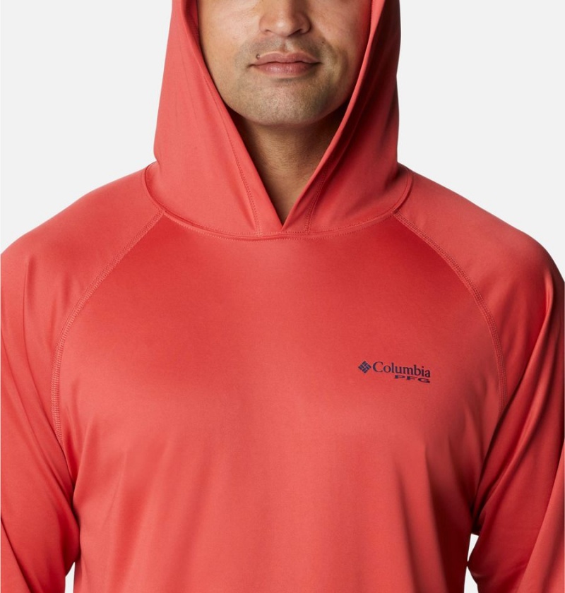 Red Men's Columbia PFG Terminal Tackle Hoodie | FDKXH-4963