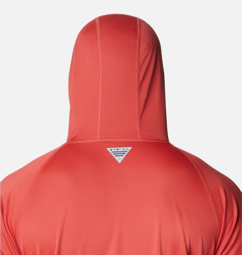 Red Men's Columbia PFG Terminal Tackle Hoodie | FDKXH-4963