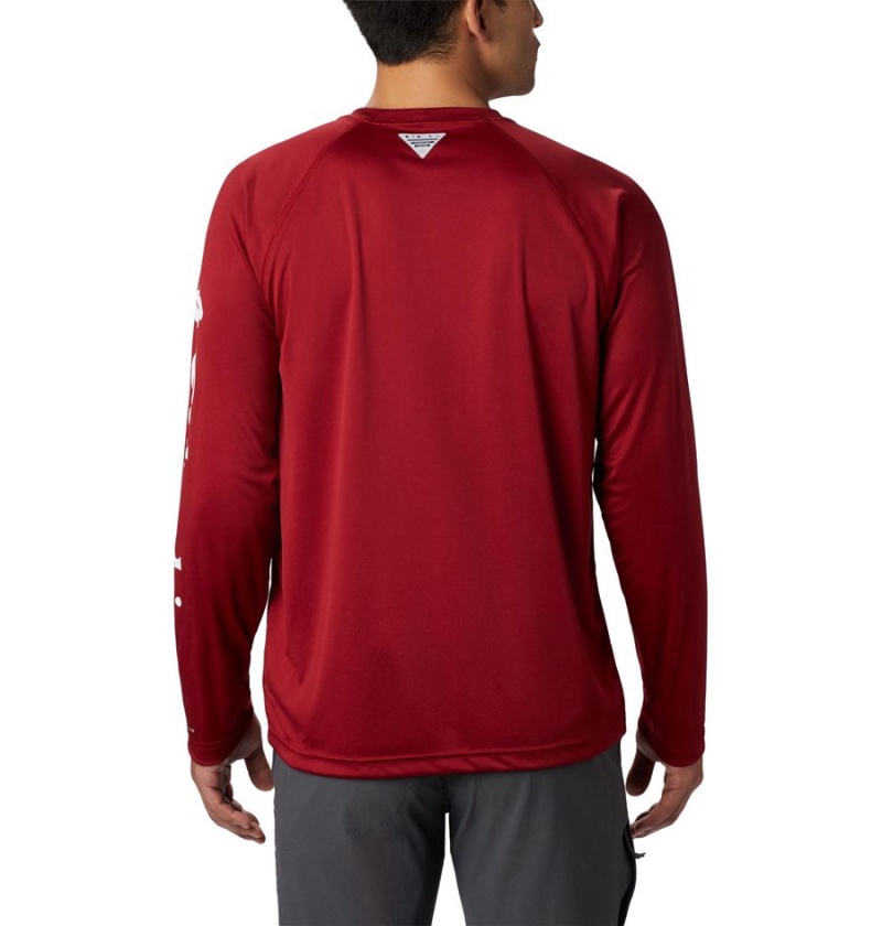 Red Men's Columbia PFG Terminal Tackle Long Sleeve T-Shirt | PYTIC-6537