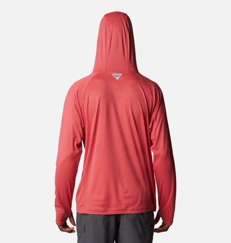 Red Men's Columbia PFG Zero Rules Ice Hoodie | QKZAP-2673