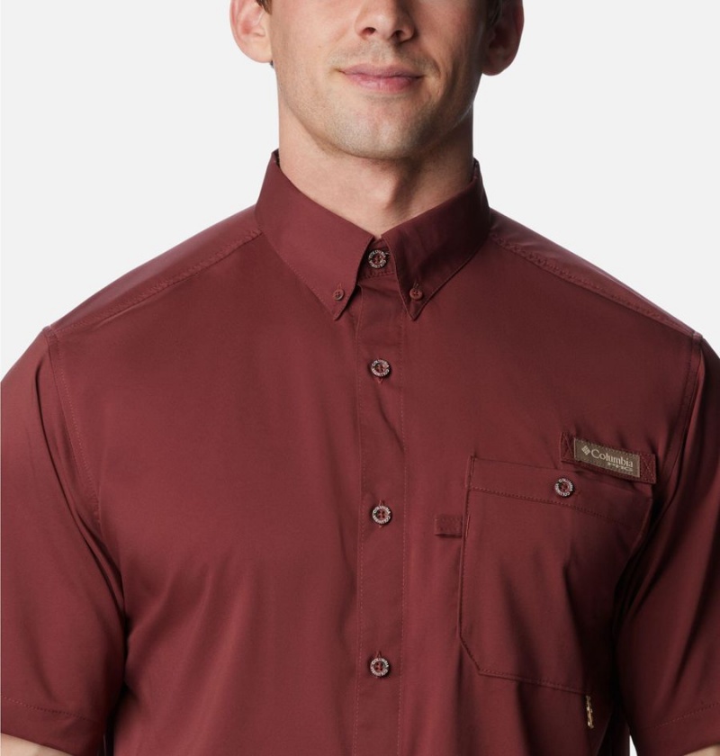 Red Men's Columbia PHG Bucktail Short Sleeve Woven Shirt | CENYZ-3451