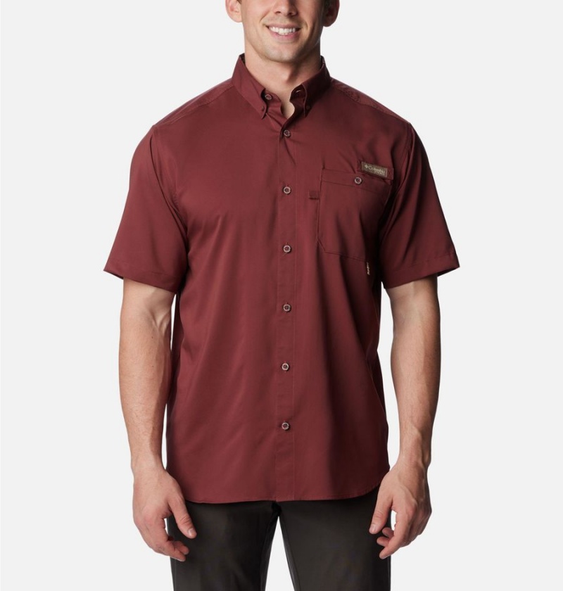 Red Men\'s Columbia PHG Bucktail Short Sleeve Woven Shirt | CENYZ-3451