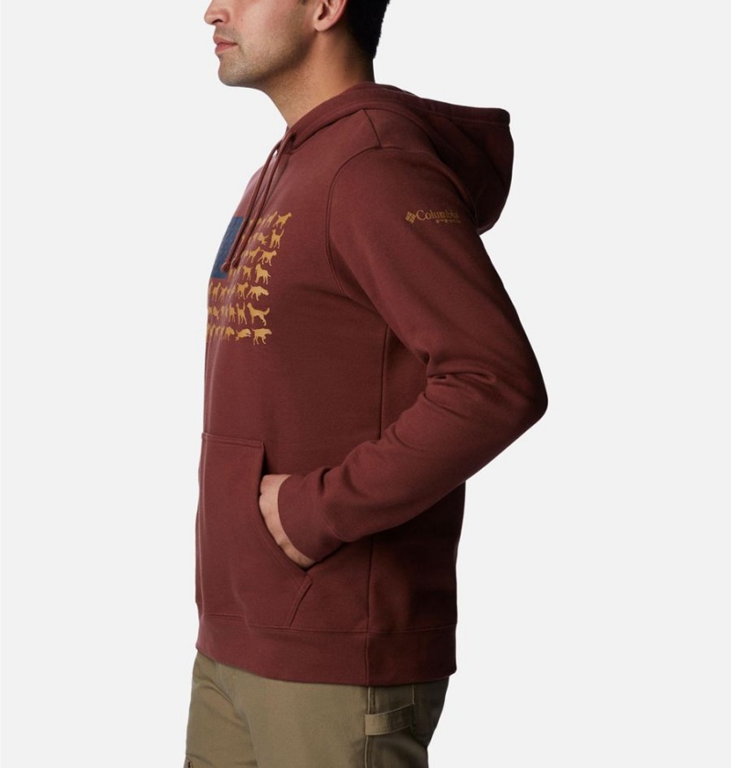 Red Men's Columbia PHG Game Flag II Hoodie | CANYQ-2587