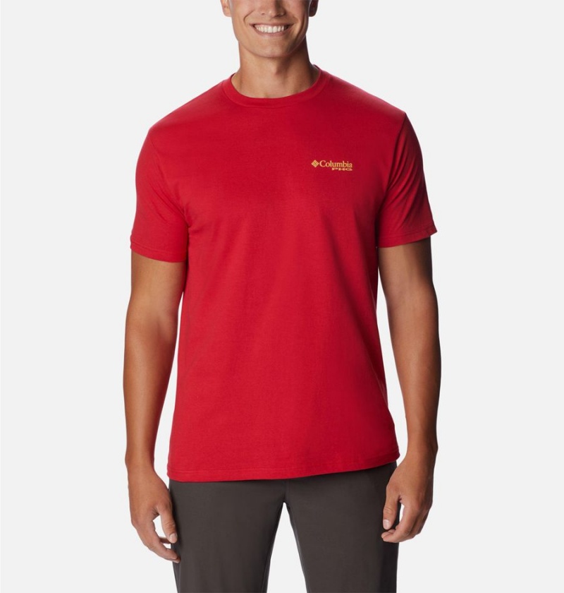 Red Men's Columbia PHG Horchata T-Shirt | VGWZX-2839