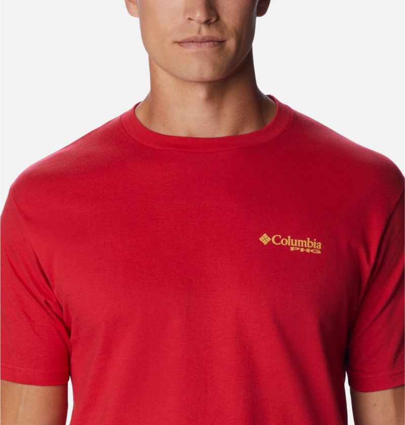 Red Men's Columbia PHG Horchata T-Shirt | VGWZX-2839